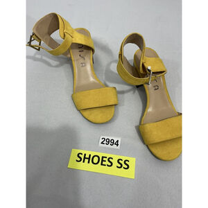 Womans Unisa Unemale3 Size 6 M Mustard Faux Suede Open Toe Buckle Heel Sandals